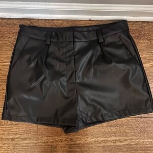 black leather shorts
